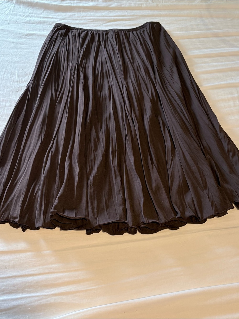 Cato Brown Circle Skirt with Pleated Texture